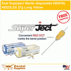 Exel Superject Sterile disposable DENTAL NEEDLES 27g Long Yellow